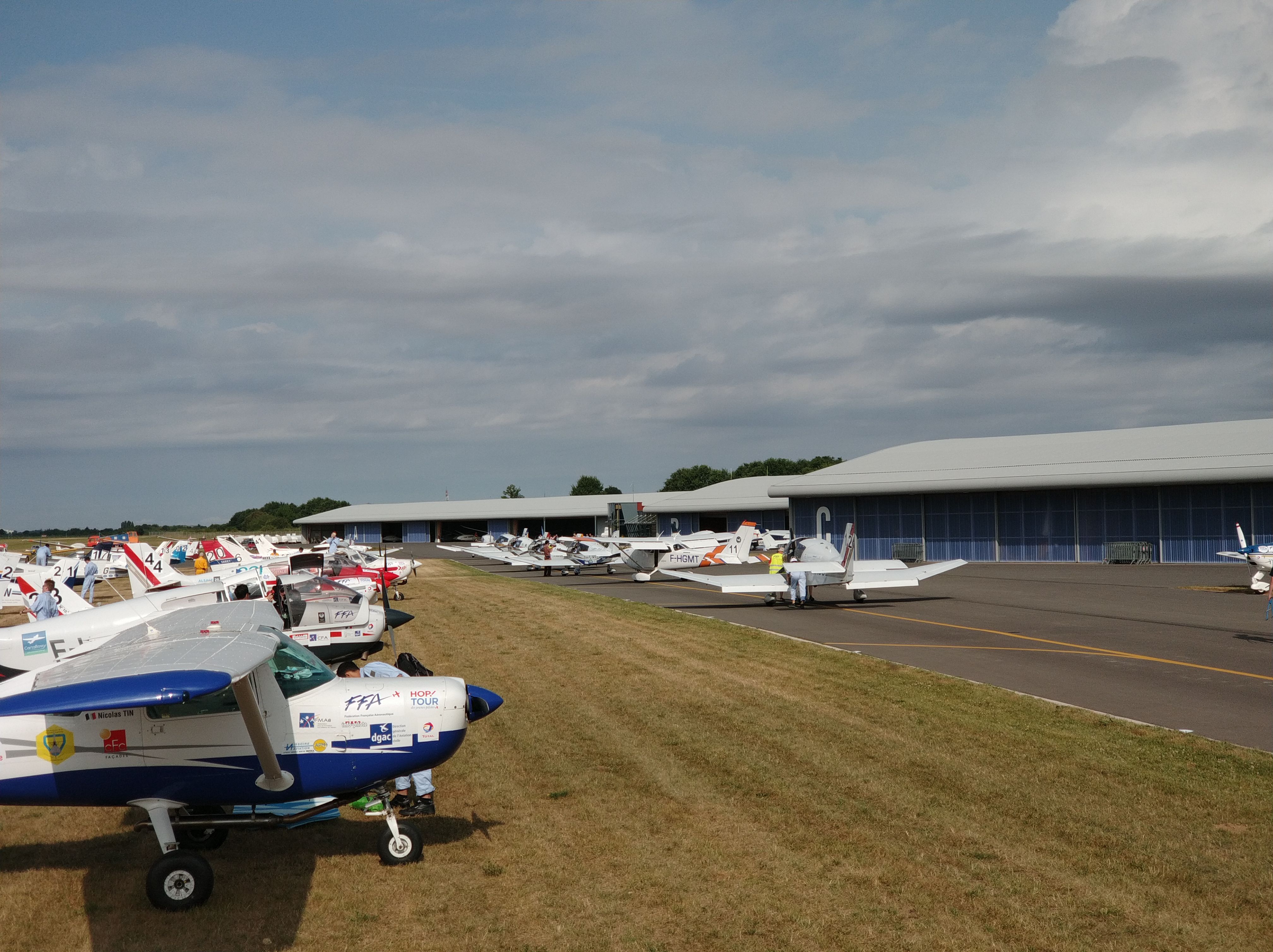 The planes lined up for departure.