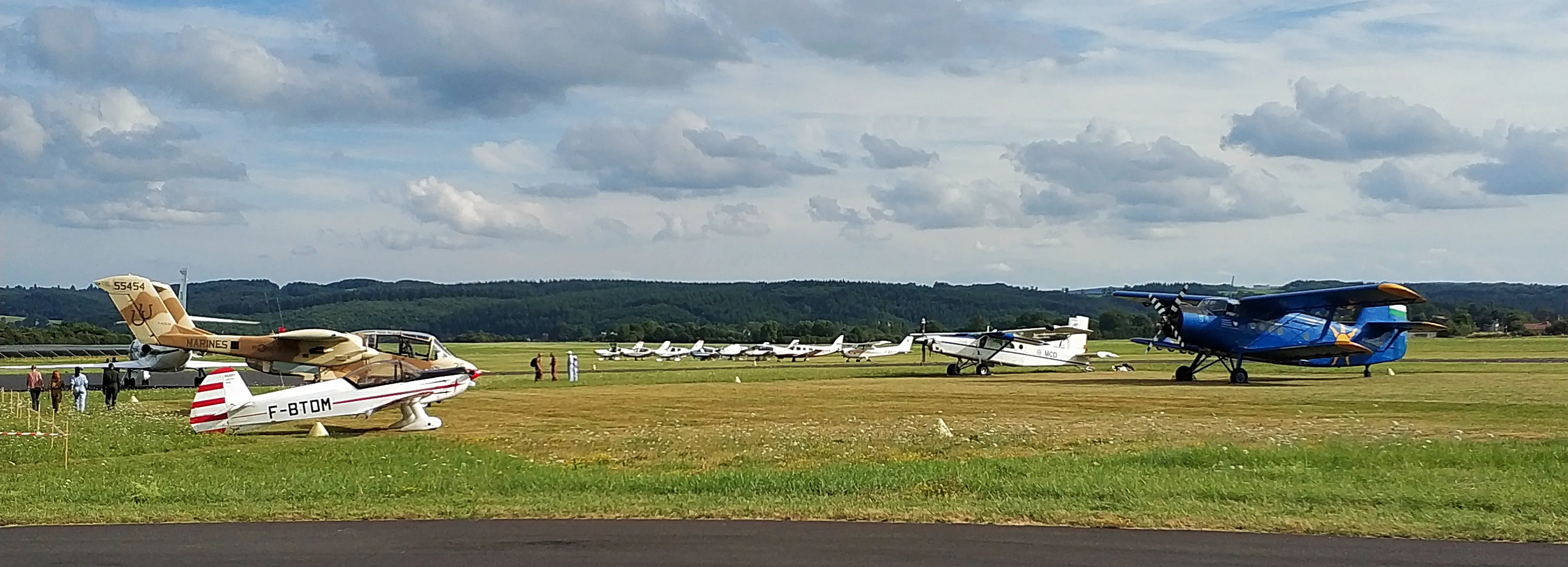 The aircraft parked at Aurillac airfield.