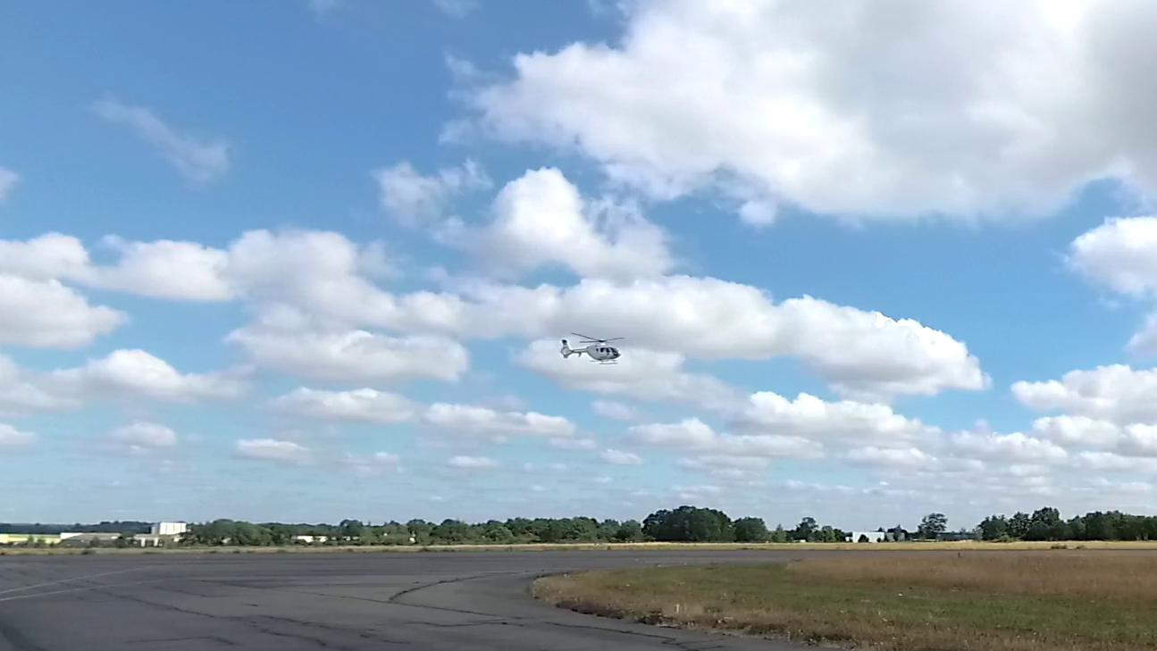 The helicopter from the Rennes SAMU